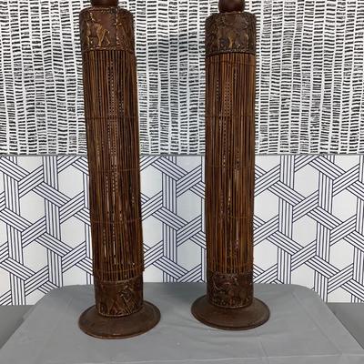 Tall  3ft   Set of  2 Candle Holders with Elephant design