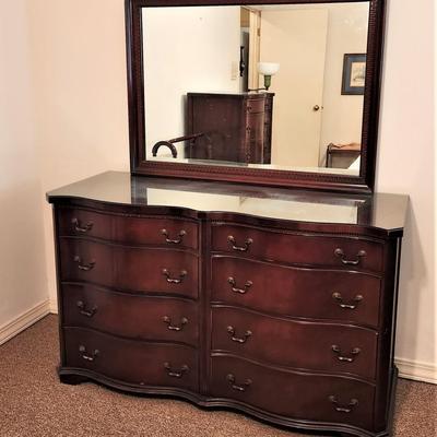 Lot #115  Vintage Mahogany Dresser with Detachable Mirror