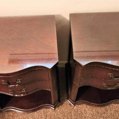 Lot #118  Nice PAIR of Vintage Mahogany Nightstands - Hickory Manufacturing Co.