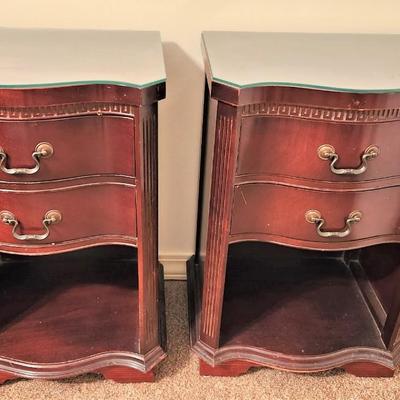 Lot #118  Nice PAIR of Vintage Mahogany Nightstands - Hickory Manufacturing Co.