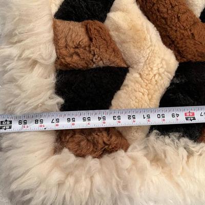 Lot of 2 Mosaic Patchwork Brown and White Fur Hide Rugs