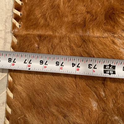 Lot of 2 Mosaic Patchwork Brown and White Fur Hide Rugs