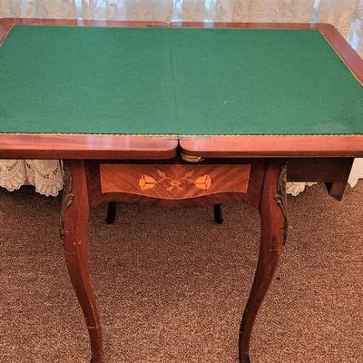 Lot #122 Antique Style Game Table with inlaid Italian marquetry