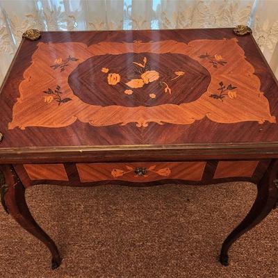 Lot #122 Antique Style Game Table with inlaid Italian marquetry