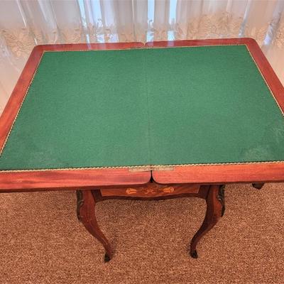 Lot #122 Antique Style Game Table with inlaid Italian marquetry