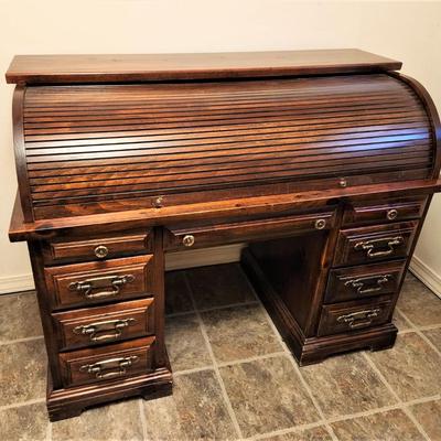 Lot #126  Vintage Roll Top Desk - Rock Maple