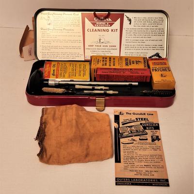 Lot #127   Vintage Gunslick Outers Pistol Cleaning Kit in Metal case