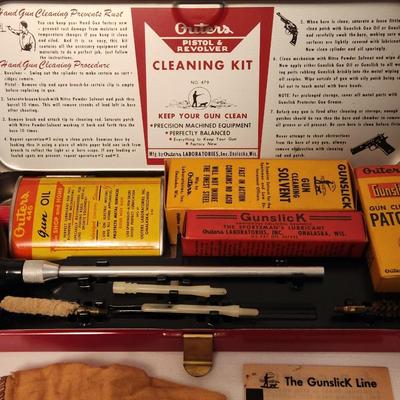 Lot #127   Vintage Gunslick Outers Pistol Cleaning Kit in Metal case