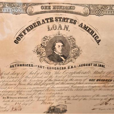 Lot #129 Original Confederate Bond - early war 1861