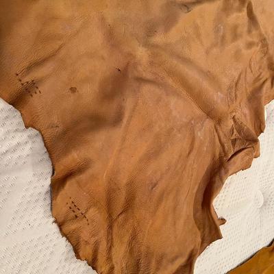 Lot of 2 Vintage Tanned Leather Hides incl. Bull Elk