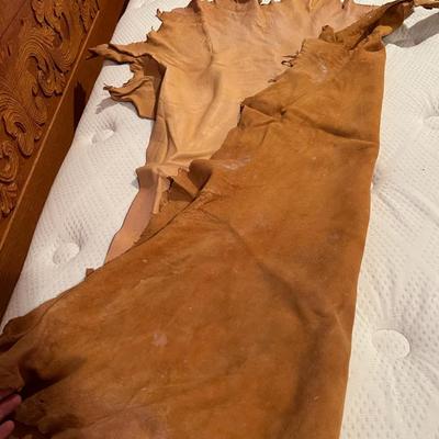 Lot of 2 Vintage Tanned Leather Hides incl. Bull Elk
