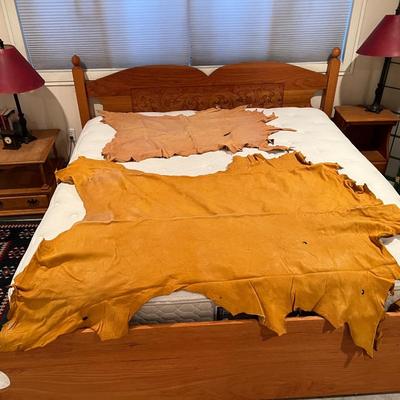 Lot of 2 Vintage Tanned Leather Hides incl. Bull Elk