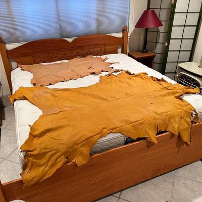 Lot of 2 Vintage Tanned Leather Hides incl. Bull Elk