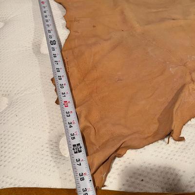 Lot of 2 Vintage Tanned Leather Hides incl. Bull Elk