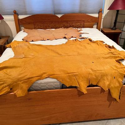 Lot of 2 Vintage Tanned Leather Hides incl. Bull Elk