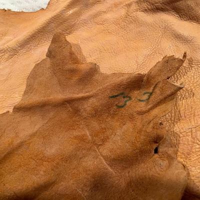 Lot of 2 Vintage Tanned Leather Hides incl. Bull Elk