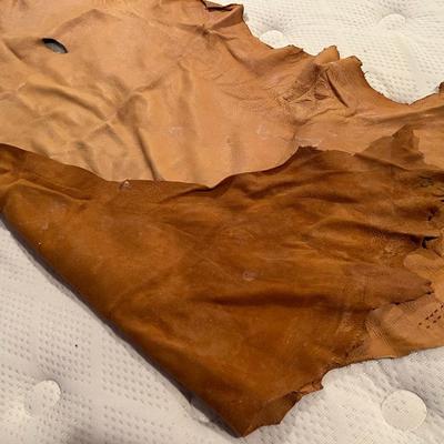 Lot of 2 Vintage Tanned Leather Hides incl. Bull Elk