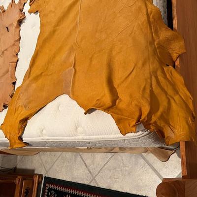 Lot of 2 Vintage Tanned Leather Hides incl. Bull Elk