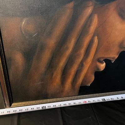 Beautiful Signed Heistand Portrait of Woman in Profile After Splashing Face with Water