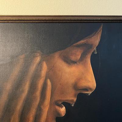 Beautiful Signed Heistand Portrait of Woman in Profile After Splashing Face with Water