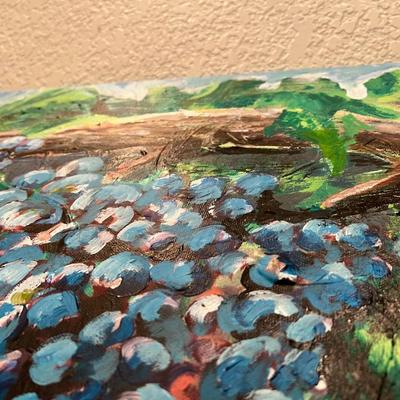 Beautiful Original Painting of Lush Purple Grapes on the Vine Signed Cassandra Shaw