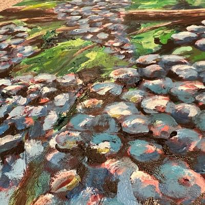 Beautiful Original Painting of Lush Purple Grapes on the Vine Signed Cassandra Shaw