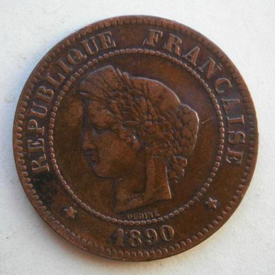 France - 1890A 5 Centimes Copper Coin
