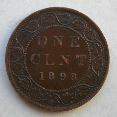 CANADA 1898 One Cent Copper Coin