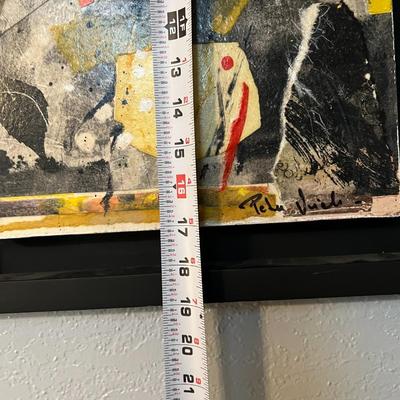 Original Signed Abstract Modern Art Framed Painting on Canvas