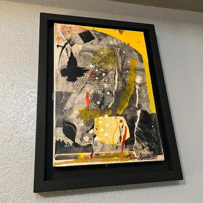 Original Signed Abstract Modern Art Framed Painting on Canvas