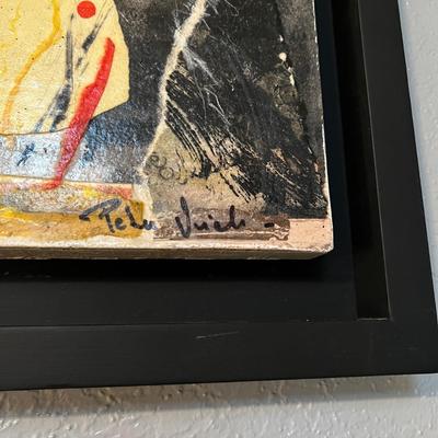 Original Signed Abstract Modern Art Framed Painting on Canvas