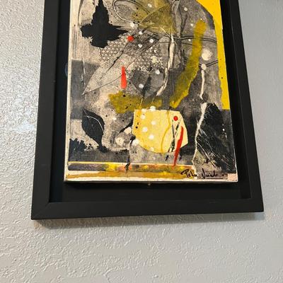Original Signed Abstract Modern Art Framed Painting on Canvas