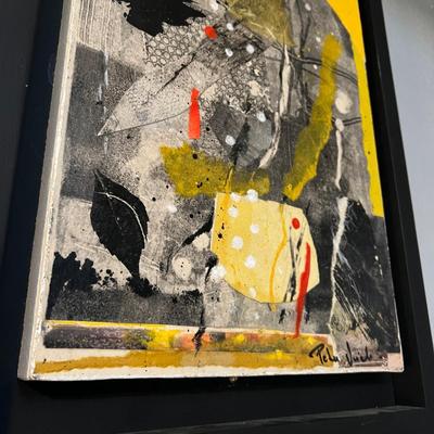 Original Signed Abstract Modern Art Framed Painting on Canvas
