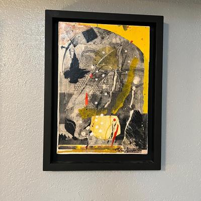 Original Signed Abstract Modern Art Framed Painting on Canvas