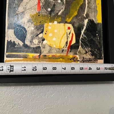 Original Signed Abstract Modern Art Framed Painting on Canvas
