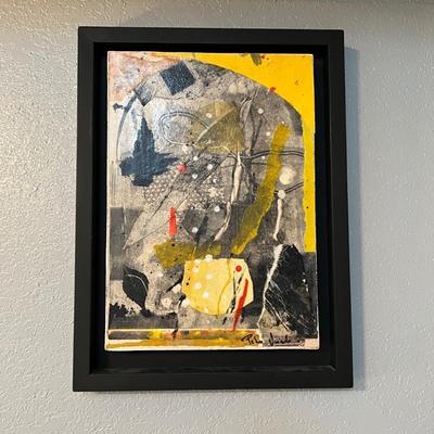 Original Signed Abstract Modern Art Framed Painting on Canvas