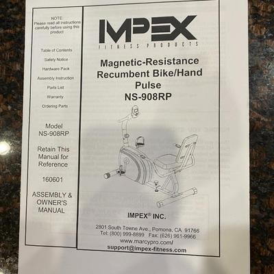 IMPEX magnetic resistance, recumbent stationary bike
