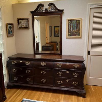 Century Furniture Wood Dresser and Wall Mirror