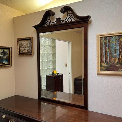 Century Furniture Wood Dresser and Wall Mirror