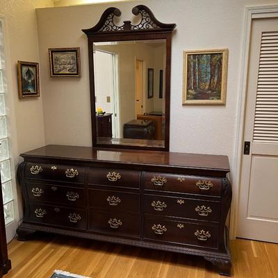 Century Furniture Wood Dresser and Wall Mirror
