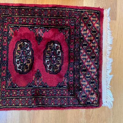 Small Vintage Hand Woven Knotted Rug with Lucky 8 Design