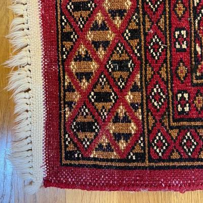 Small Vintage Hand Woven Knotted Rug with Lucky 8 Design