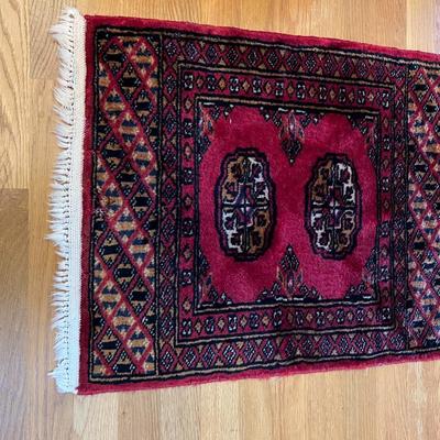 Small Vintage Hand Woven Knotted Rug with Lucky 8 Design