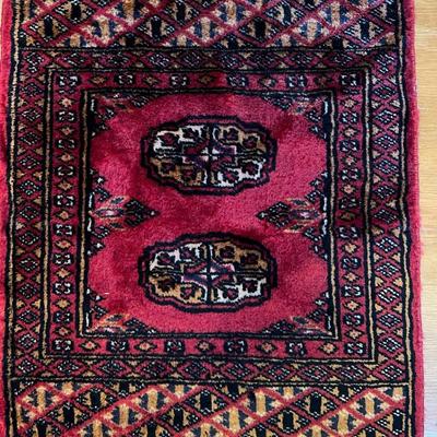 Small Vintage Hand Woven Knotted Rug with Lucky 8 Design