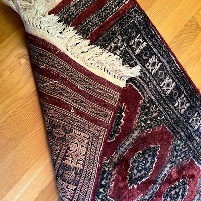 Small Vintage Hand Woven Knotted Rug