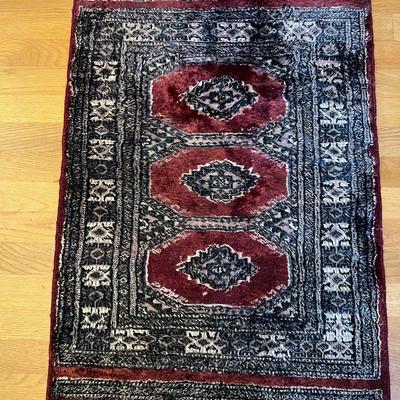 Small Vintage Hand Woven Knotted Rug