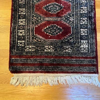Small Vintage Hand Woven Knotted Rug