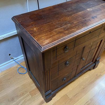 Lovely Antique Wood Cabinet with 3 Drawers and Cabinet