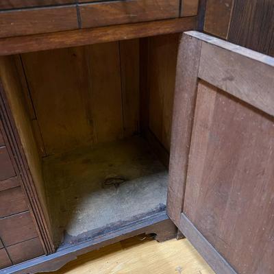 Lovely Antique Wood Cabinet with 3 Drawers and Cabinet