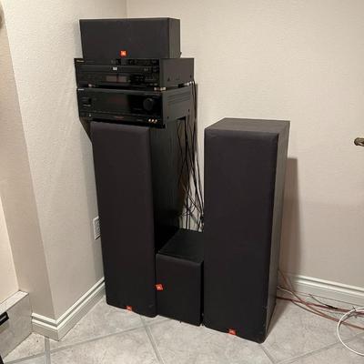 Great Media Equipment Lot of 6 JBL and Advent Speakers and Pioneer DVD and Sony Receiver